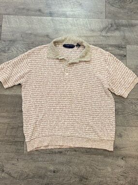 Vintage 80s Damon Men’s Beige/Pink Striped Cable Knit Pullover XL grandpacore